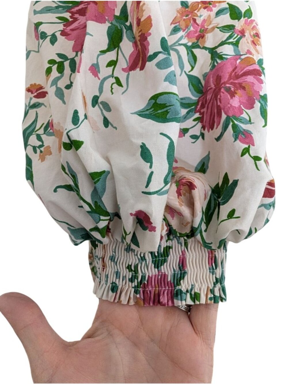 Anthropologie Somerset Floral Maxi Dress Puff-Sleeve Edition White Pink Sz S - Picture 12 of 16